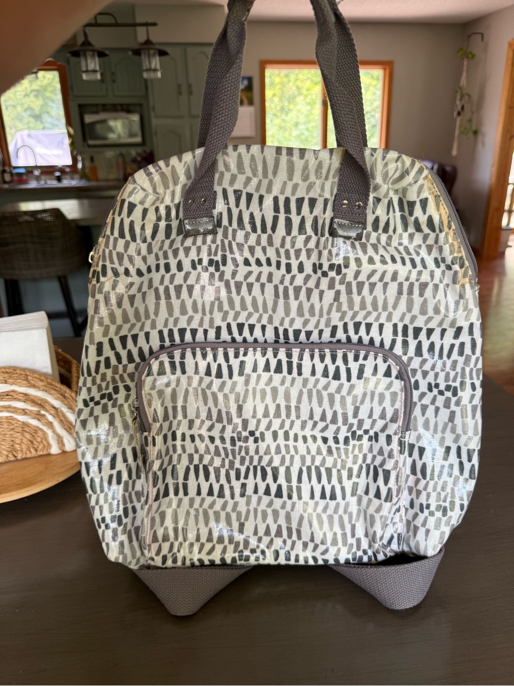 Rock Paper Flower Que Gray Canvas Tote with Yellow Brand Patch